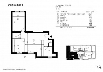 Prodej bytu 3+kk 88 m2 s balkonem, Úvoz.