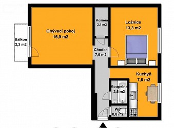 Pronájem bytu 2+1 s balkonem, Královo Pole