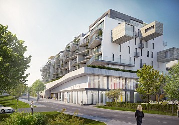 Prodej novostavby komerčního prostoru 219 m2 v polyfunkčním domě Letná