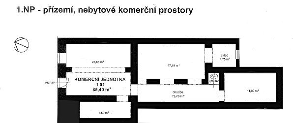 Prodej komerčního prostoru 84,5m2 blízko centra Brna