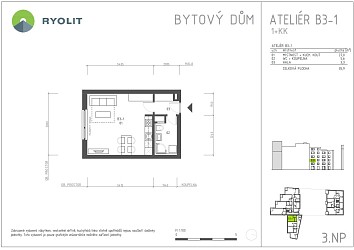 Pronájem ateliéru 1+kk, Mlýnská
