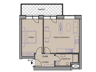 Pronájem bytu 2+kk v Brně - Řečkovicích