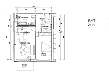 Pronájem zařízeného bytu 2+kk s balkonem v Brně Králově Poli