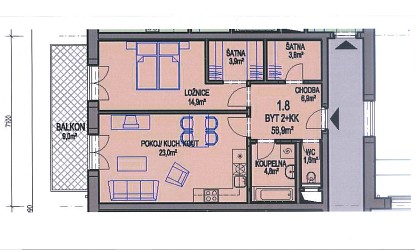 Prodej cihlového bytu 2+kk s balkonem a garážovým stáním, Bystrc Říčanská