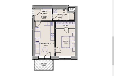 Pronájem bytu 2+kk s balkonem v Brně - Řečkovicích