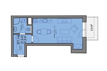 Pronájem novostavby bytu 1+kk s balkonem na Kamechách