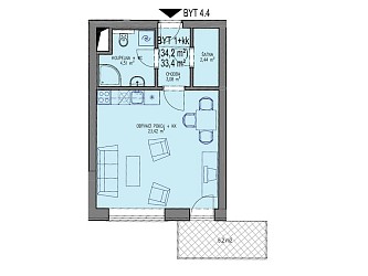 Pronájem cihlového bytu 1+kk s balkonem v Brně - Kamechách