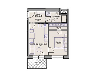 Pronájem cihlového bytu 2+kk v Brně - Řečkovicích