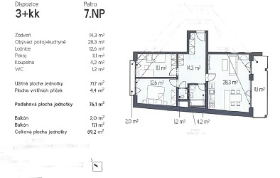 Pronájem novostavby bytu 3+kk, Rybářská