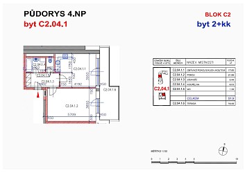 Prodej cihlového bytu 2+kk s terasou, Líšeň
