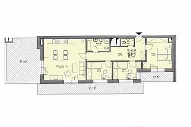 Prodej bytu 4+kk terasou a garážovým stáním ve výstavbě v Brně - Bystrci