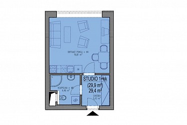 Prodej studia 1+kk ve výstavbě v Brně - Bystrci